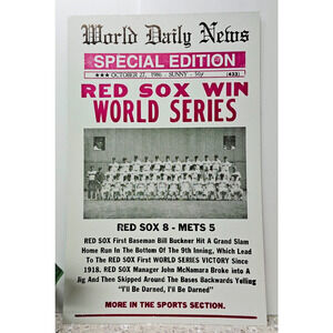 Vintage 1986 Poster - Baseball - Red Sox Win World Series - World Daily News